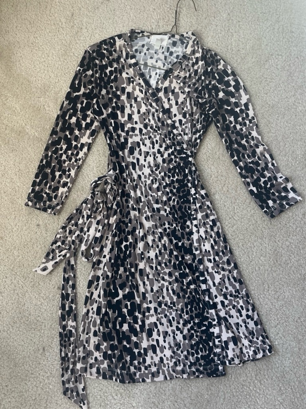 Ella Black & White Animal Print Wrap Dress